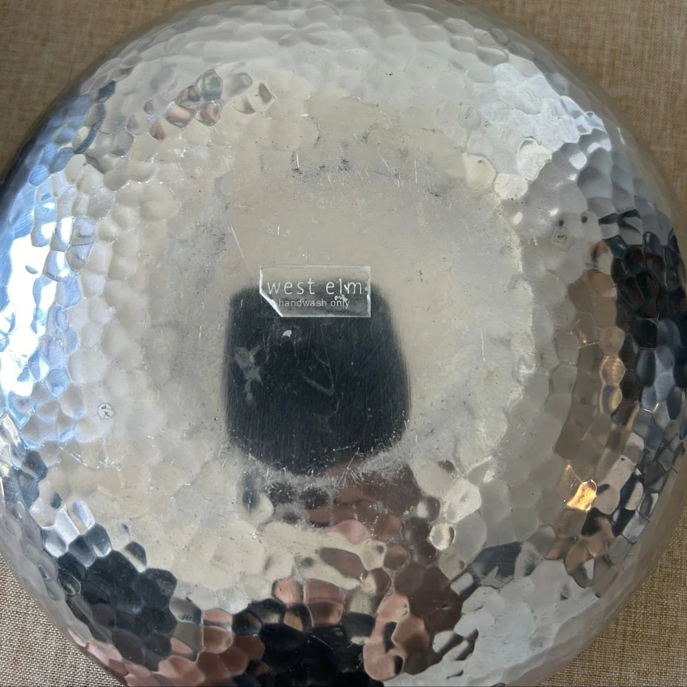 West Elm Silver Hammered Serving Bowl